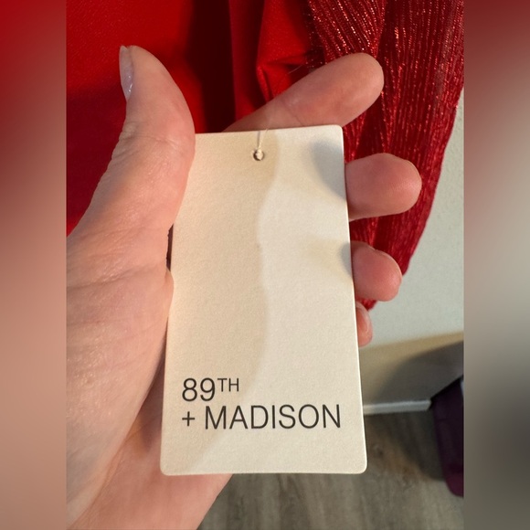 2/$20 89th & Madison Vivid Red Blouse with Sheer Sleeves - Picture 5 of 7